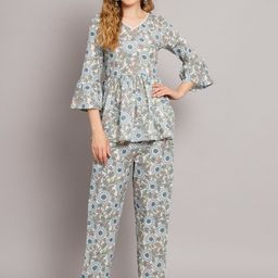 DECKEDUP Floral Printed Top With Trousers-31