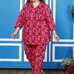 Swasti Plus Size Floral Printed Pure Cotton Tunic & Trouser-14