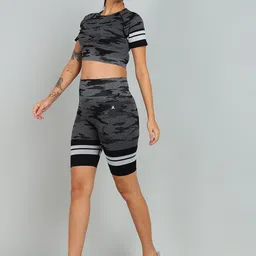 KOBO Printed Round Neck Short Sleeves Top With Shorts-image-60