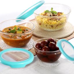 Glass Mixing Bowl Ornella with Lid Toughened (500ml, 1000ml, 1500ml, Transparent)-22
