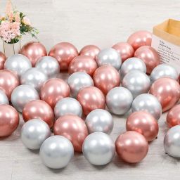 Solid 100 pcs Rose Gold and Silver Balloons for Birthday decoration Anniversary Balloon-image-49