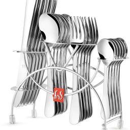 Victoria Stainless Steel 24 PCs Cutlery Set with Cutlery Stand Stainless Steel Cutlery Set-image-24