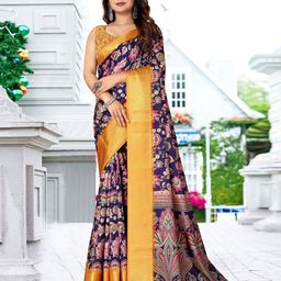 J 6 DESIGNER Floral Printed Woven Design Zari Saree-picture-25