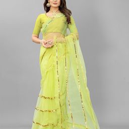 BARKIYA CREATION Striped Sequinned Saree-image-23