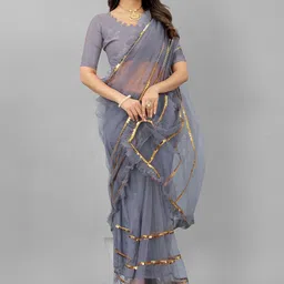BARKIYA CREATION Embellished Sequinned Saree-picture-34