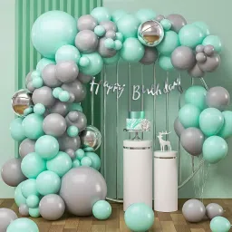 Solid Green Silver Happy Birthday Decoration Set of 53 Pcs For girls boy women men Balloon-picture-2