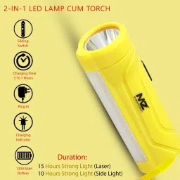 mz M901 (RECHARGEABLE LED TORCH) 12W Laser + 7 SMD COB, 1200mAh Battery Torch image 2
