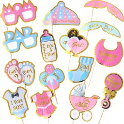 Baby Shower Photo Booth Party Props Set of 15 Pcs for Baby Shower, Maternity Photo Booth Board-image-40