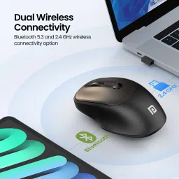 Portronics Toad 7 Wireless, Bluetooth + 2.4 GHz, Rechargeable, for Laptop, Mac, PC, Tablet Wireless Ambidextrous Optical Mousewith Bluetooth image 2