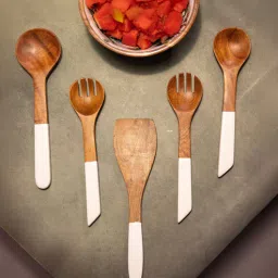 ireka homes Set of 5 Acacia Wood Serving Spoons-picture-38
