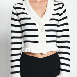 Trendyol Striped V-Neck Crop Cardigan Sweater-20