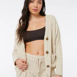 Ardene Beige Ribbed Crop Cardigan-23