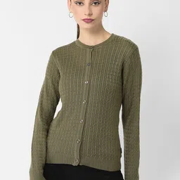 Crimsoune Club Women Cable Knit Cardigan Sweater-image-81