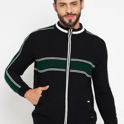 Duke Colourblocked Mock Collar Long Sleeves Acrylic Cardigan Sweaters-image-17