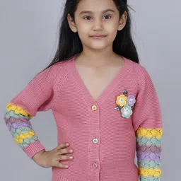 JoE Hazel Girls Floral Embroidered Acrylic Cardigan Sweater-picture-43