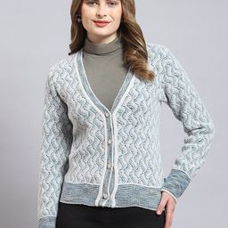 Monte Carlo Geometric Self Design V-Neck Cardigan Sweater-image-81