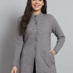 Chemistry Mock Collar Woollen Longline Cardigan-21