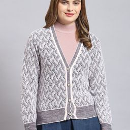 Monte Carlo Self Design Cable Knit V-Neck Woollen Cardigan-25