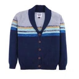 RVK Boys Striped Shawl Collar Cotton Cardigan-picture-41