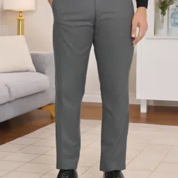 Men Grey Polycotton Trousers-image-76
