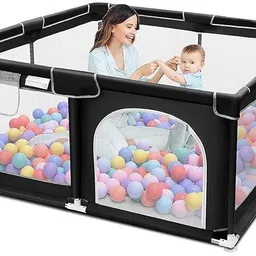 kartaharta Baby Playpen with Ball – Portable Play Yard (Black) Cot-picture-29