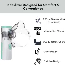 B-Arm Mesh Nebulizer for Children & Adults with 3 Modes & 2 Face Masks| Rechargeable Nebulizer image 3