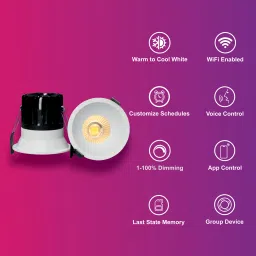 HomeMate WiFi Smart Trimless COB Downlight | 12 Watt, Round Ceiling Lamp image 3