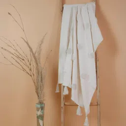 thegasbh White Cotton Hand Tufted 70X52 Inches Throw-picture-33