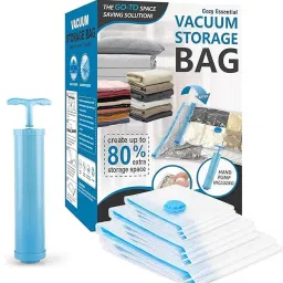 4.Pcs LARGE ( 60X80 Cm ) Space Saver Bags for Clothes, Bedding, Blankets Travel Storage Vacuum Bags-image-48