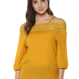 Mayra Self Design Cold-Shoulder Crepe Bardot Top-picture-26