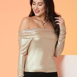 Globus Gold toned Off-Shoulder Bardot Top-picture-33