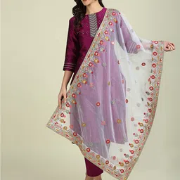 Dupatta Bazaar Embroidered Organza Dupatta with Zardozi-16