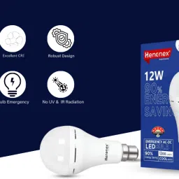 henonex 12W Emergency Bulb Combo | Set of 3 with Long Battery Life 4 hrs Bulb Emergency Light image 4