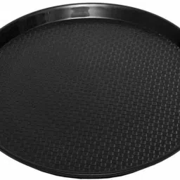 Unbreakable Round Plastic Serving Tray For Home and Restaurant (35 cm) Black Tray-13