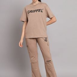 GRIFFEL Printed Pure Cotton Oversized Fit T-Shirt & Cargo Trouser-9