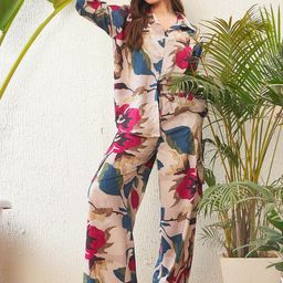 SASSAFRAS Floral Printed Oversized Shirt With Palazzos Co-Ords-picture-45