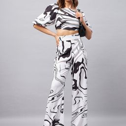 Chemistry Printed Tie-up back Top & Flared Trousers-picture-12