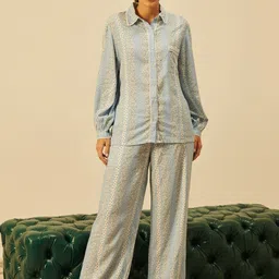 DUSK ATTIRE Printed Shirt Collar Shirt & Mid-Rise Trouser-27
