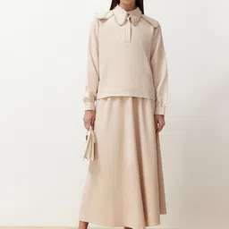 Trendyol Shirt Collar Cuff Sleeves Top & Skirt Co-Ords-picture-48