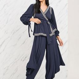 Styli V-Neck Embroidered Tunic & Trousers Co-Ords-image-65
