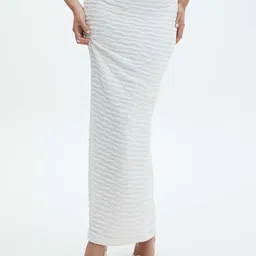 LULU & SKY Self Design Strapless Bandeau Top With Long Skirt-image-14