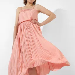 Campus Sutra Accordion Pleated Top With Skirt Co-Ords-50