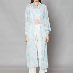 Zink London Printed Shoulder Straps Crop Top With Trouser & Shrug-picture-5
