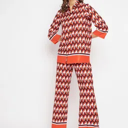Chemistry Abstract Printed Shirt Collar Shirt With Trouser-19
