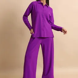 Tokyo Talkies Drop Shoulder Sleeves Loose Fit Shirt With Trousers-image-45