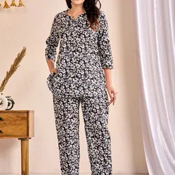 MISS REKHA Pure Cotton Printed Top With Trousers Co-Ords-picture-36