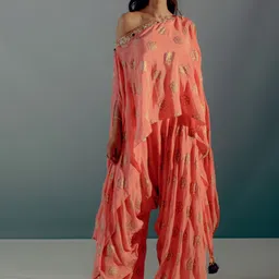 Aaryaa By Kashveen Kohli Floral Printed One Shoulder Asymmetrical Top & Palazzos Co-Ords-picture-20