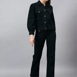 Chemistry Shirt Collar Cotton Top With Flared Trouser & Jacket Co-Ords-image-94