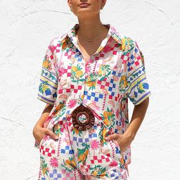 LULU & SKY Floral Printed Collar Neck Shirt & Shorts-picture-19
