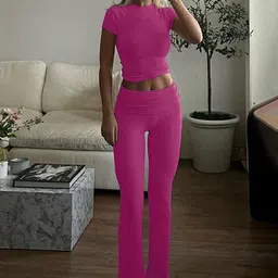 LULU & SKY Round Neck Top & Low Waisted Trousers-image-91